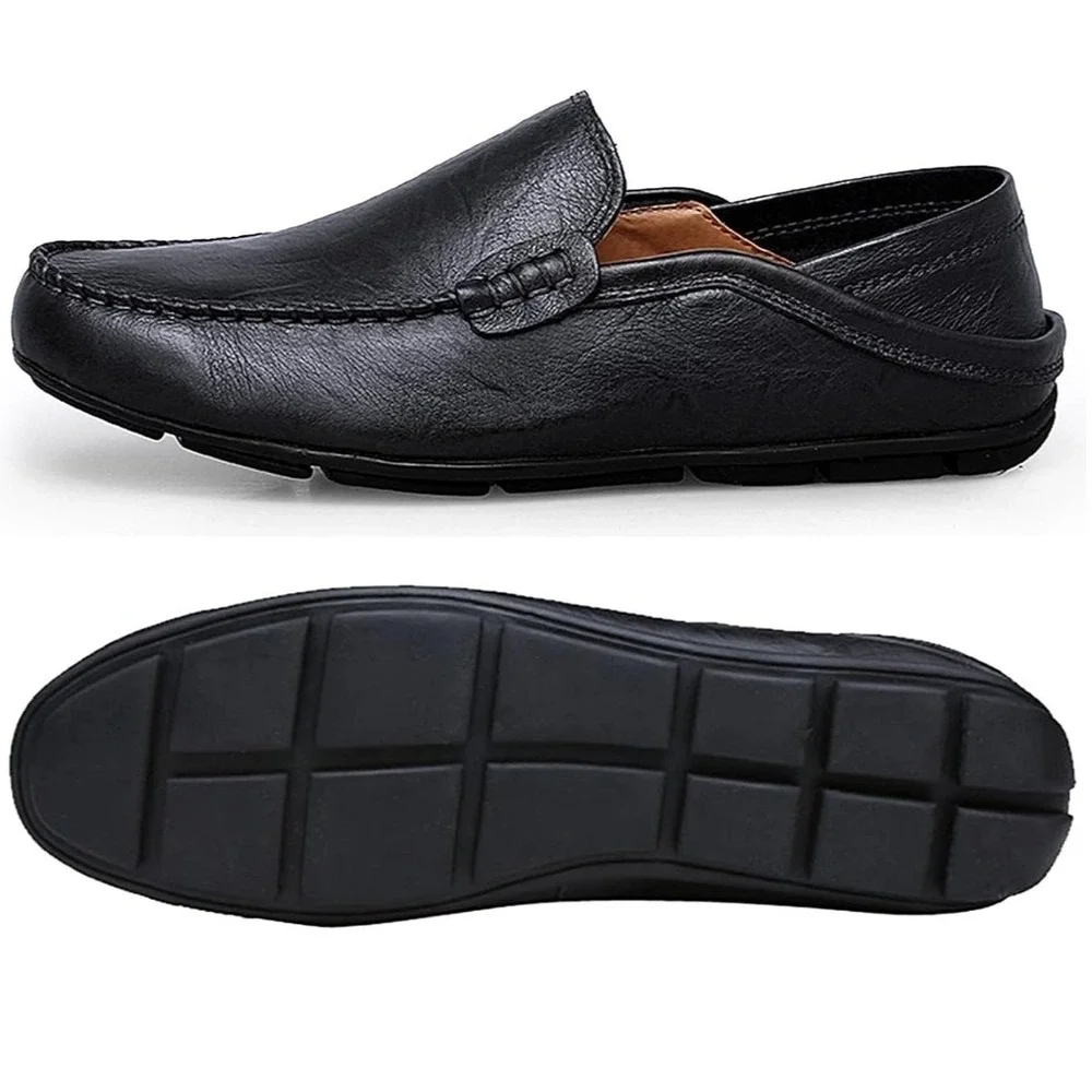 Go Tour Loafers Mens 11 Black Slip On Driving Moccasins Casual Classic 123